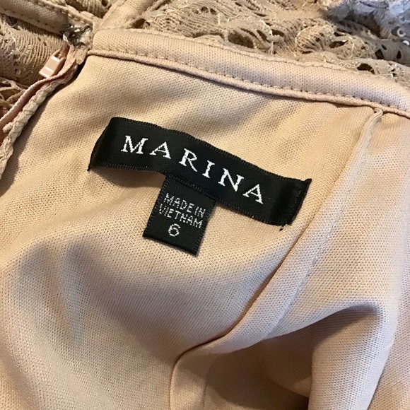 Marina champagne lace sequin short slv midi dress - Picture 8 of 8